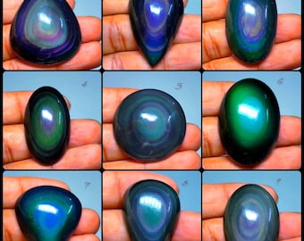 Rainbow Velvet Obsidian Cabochon | Silky Sheen Volcanic Glass | Rare Jewelry Stone (32-42mm)