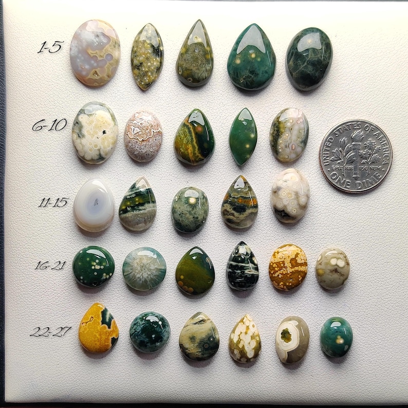 Natural Ocean Jasper Cabochon Madagascar - Gemstone for Wire Wrapping and Silver Jewelry Making (10mmx16mm)