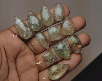 Brilliant Green Tanzanian Sunstone Cabochon | Shimmering Green Feldspar Gemstone | Designer Jewelry Stone (14-28mm)