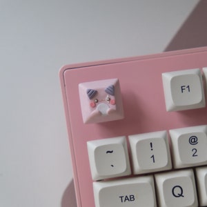 Pink bean maplestory inspired handmade artisan keycap