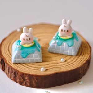 Summer Pool rabbit handmade artisan keycap