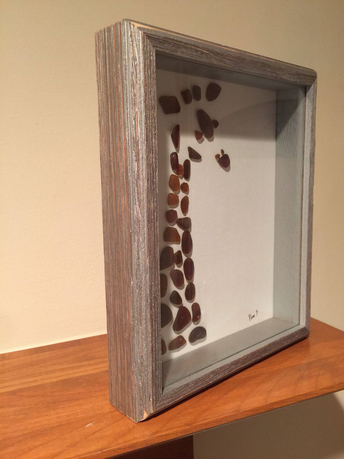Sea Glass Art Giraffe Picture Genuine Sea Glass Framed Artwork Etsy