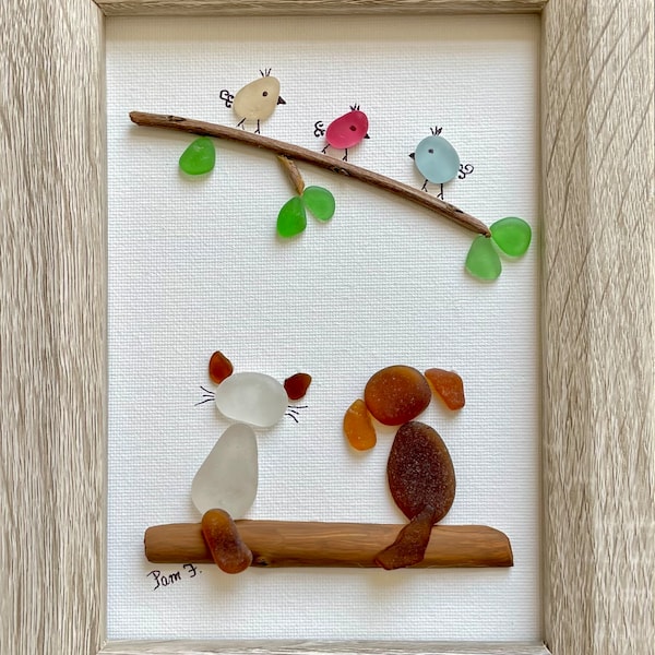 Sea Glass Dog Art Etsy