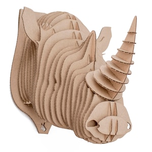 Edward - rhino trophy. Animal for self-assembly made of ecological cardboard. 3D DIY Puzzle sculpture.