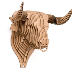 Fernando - bull trophy. Animal for self-assembly made of ecological cardboard. 3D DIY Puzzle sculpture.
