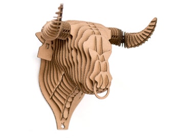 Fernando - bull trophy. Animal for self-assembly made of ecological cardboard. 3D DIY Puzzle sculpture.