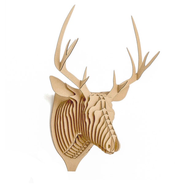 Hubert - trofeo de ciervo. Animal para autoensamblaje de cartón ecológico. 3D DIY Puzzle escultura.