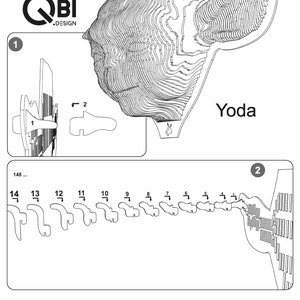 Yoda masque à monter soi-même en carton écologique. 3D sculpture bricolage Puzzle. image 9