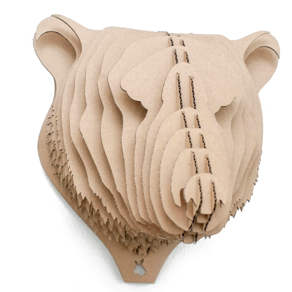 Woytek - trophée d'ours. Animal à monter soi-même en carton écologique. 3D sculpture bricolage Puzzle.