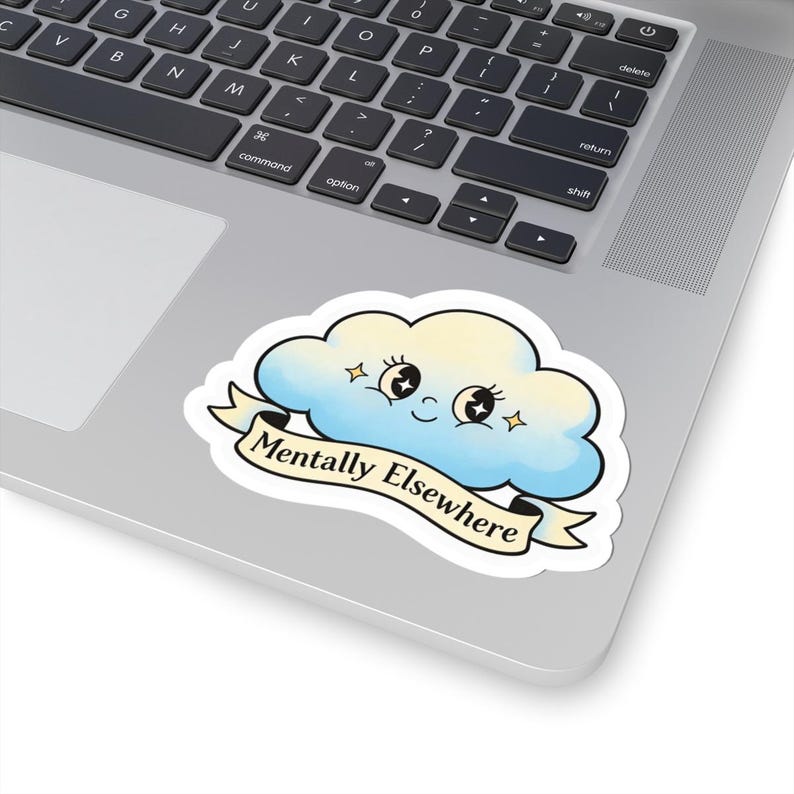 Mentally Elsewhere Cloud illustration Kiss-Cut Sticker | Cute pastel cloud decal image 5