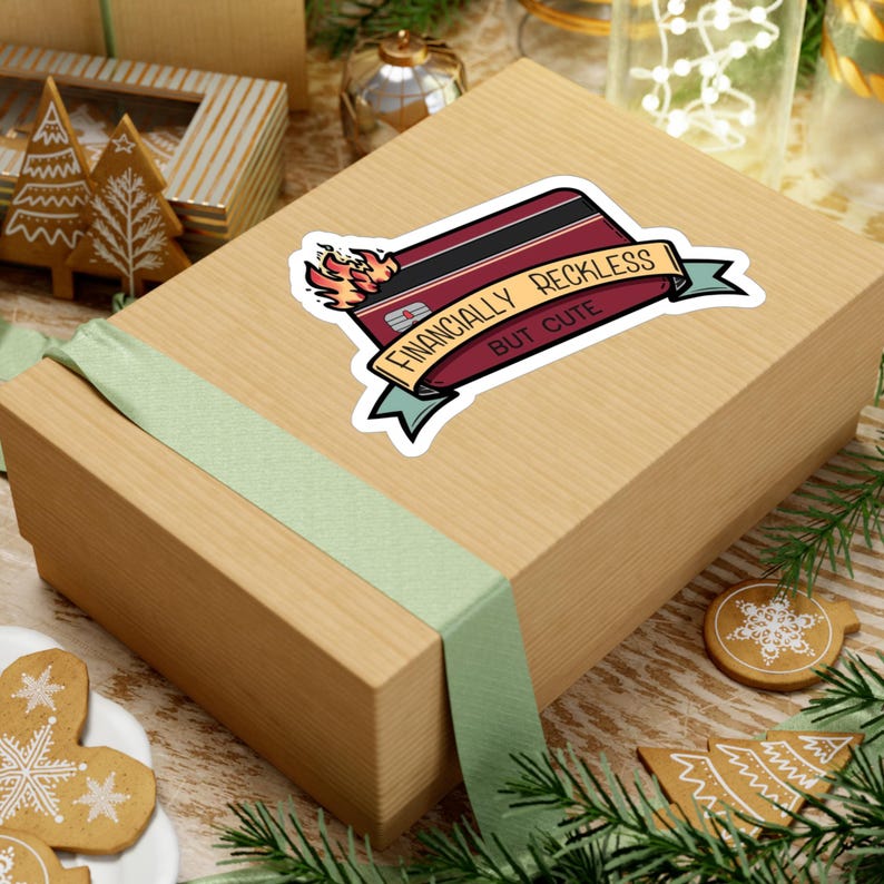 Finansiellt vårdslös kreditkortsklistermärke | Vinyldekal med brinnande pengar bild 17