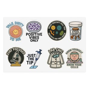 Medizinisches Labor Aufkleber Blätter - MLS Sticker Pack, Wissenschaft Aufkleber, Biologie-Labordekor, Spaß-Laborbedarf