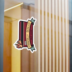 Finansiellt vårdslös kreditkortsklistermärke | Vinyldekal med brinnande pengar bild 8