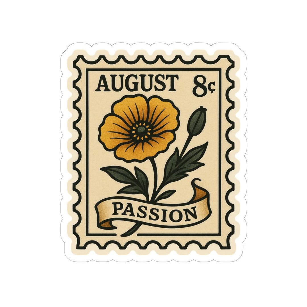 August Birth Flower Sticker: American Traditional Tattoo Style - Etsy