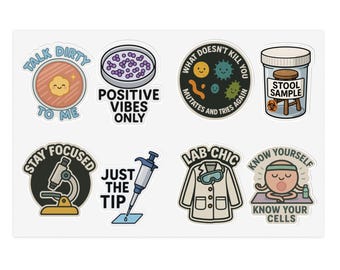 Medicinska labbklistermärken: Vetenskap och biologi dekor