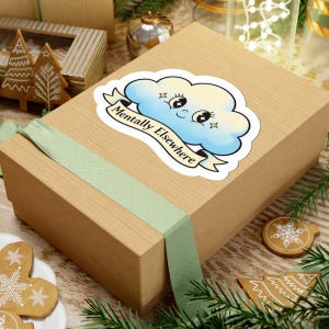 Mentally Elsewhere Cloud illustration Kiss-Cut Sticker | Cute pastel cloud decal image 9