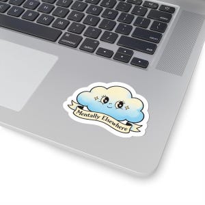 Mentally Elsewhere Cloud illustration Kiss-Cut Sticker | Cute pastel cloud decal image 2