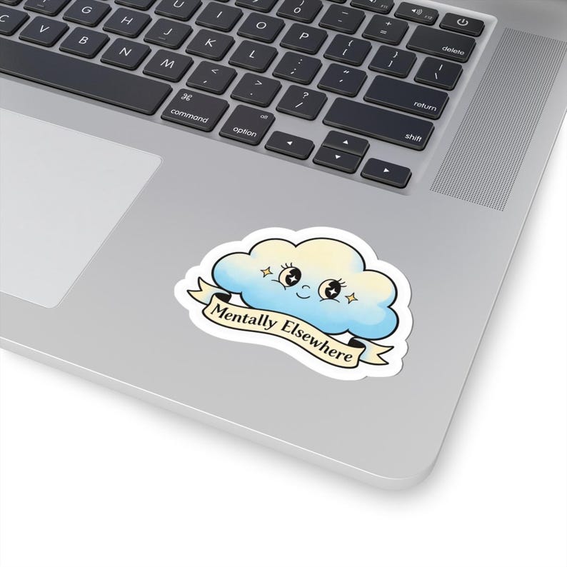 Mentally Elsewhere Cloud illustration Kiss-Cut Sticker | Cute pastel cloud decal image 2