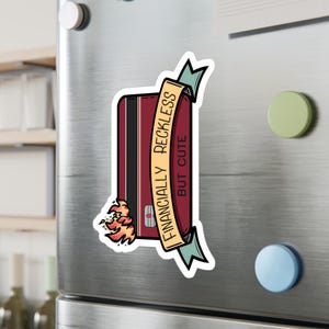 Finansiellt vårdslös kreditkortsklistermärke | Vinyldekal med brinnande pengar bild 15