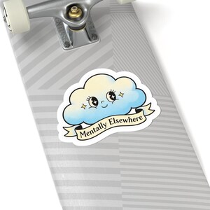 Mentally Elsewhere Cloud illustration Kiss-Cut Sticker | Cute pastel cloud decal image 8