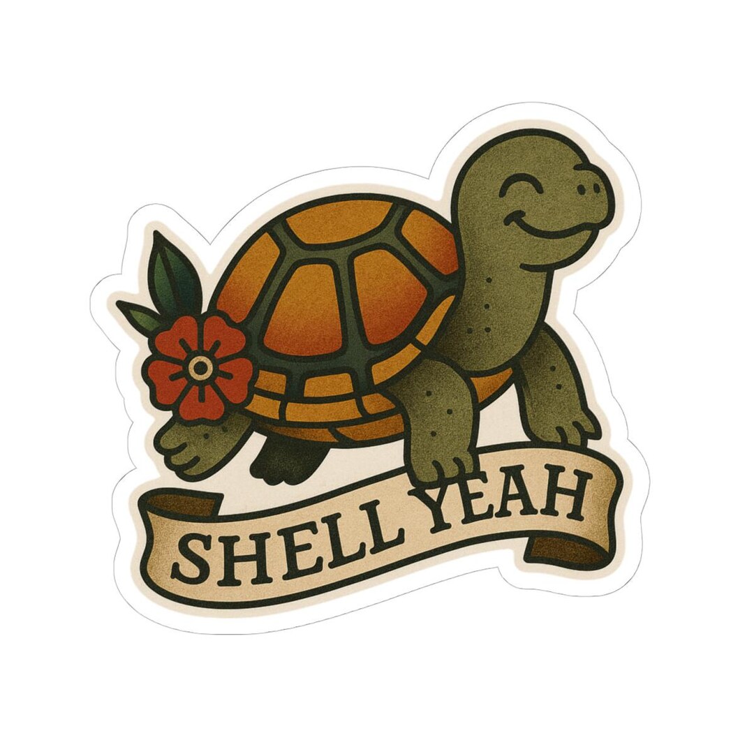 American Traditional Tattoo Style Turtle Sticker - Shell Yeah - Funny ...