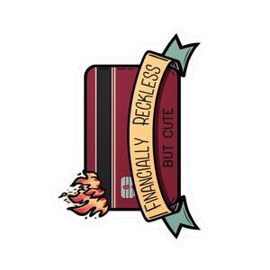 Finansiellt vårdslös kreditkortsklistermärke | Vinyldekal med brinnande pengar bild 13