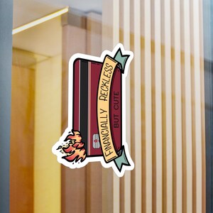 Finansiellt vårdslös kreditkortsklistermärke | Vinyldekal med brinnande pengar bild 14