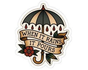 American Traditional Tattoo Umbrella Sticker: Retro Vinyl Decal