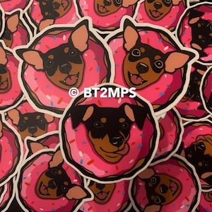 BT2MPS Miniature Pinscher Min Pin Donut Dog Die Cut Vinyl Sticker