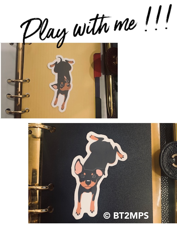 BT2MPS Miniature Pinscher Min Pin Dog Play with Me Die Cut Vinyl Sticker