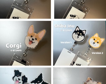 BT2MPS Poodle / French Bulldog / Corgi / Shiba Inu / Border Collie / Yorkshire Terrier Acrylic Badge Reel
