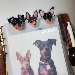 BT2MPS Min Pin Pinscher miniatura Clip acrílico para agenda planificador estacionario
