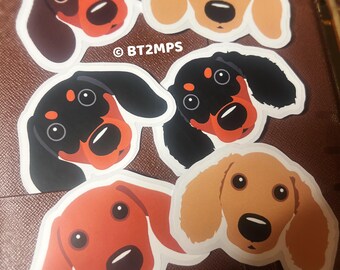 Dachshund Big Head Sticker: Doxie Weiner Dog Kiss Cut Vinyl