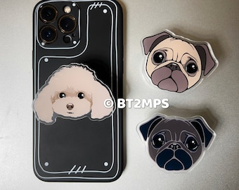BT2MPS Poodle / Pug Acrylic Phone Grip / iPhone Holder / Mobile Phone Stand / Magsafe