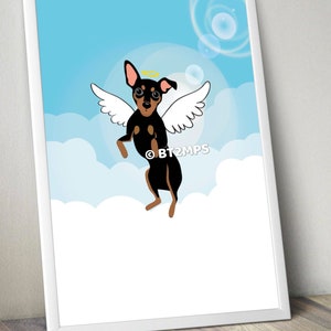 BT2MPS Heavenly Angel Baby Min Pin Miniature Pinscher DACHSHUND Sausage Dog Illustration Personalized  Print