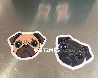 BT2MPS Pug Waterproof Vinyl Sticker Easy Peel Kiss Cut Stickers