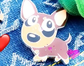 Pin de esmalte duro con forma de perro Pinscher miniatura de chocolate