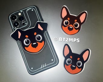 Min Pin Puppy Phone Grip: Miniature Pinscher Dog iPhone Holder