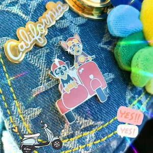 Miniature Pinscher Min Pin riding vespa motor bike Hard Enamel Pin