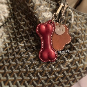 BT2MPS Handmade 3D Bone Shaped Leather Bag Charm