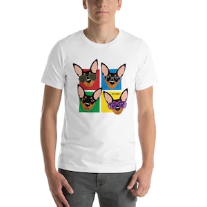BT2MPS MinPin Pop Art - Black Min Pin  Short-Sleeve Unisex White T-Shirt