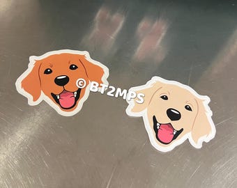 BT2MPS Golden Retriever Dog waterproof Vinyl Sticker Easy Peel Kiss Cut Stickers