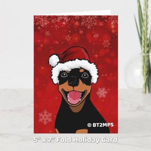 Illustration Min Pin Miniature Pinscher Merry Christmas Happy Holiday Card