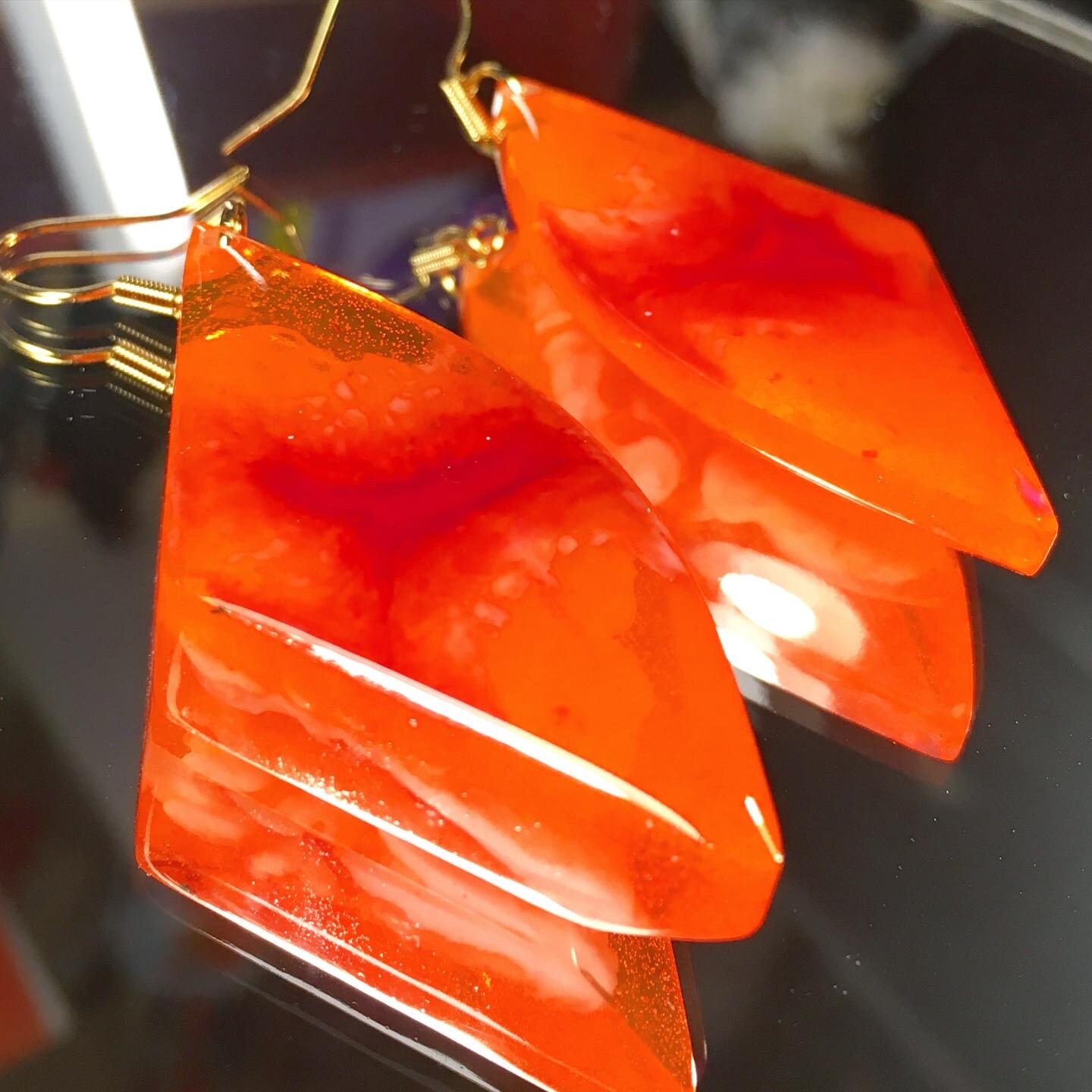 Orange Candy Earrings. Epoxy Resin Earrings. Etsy UK