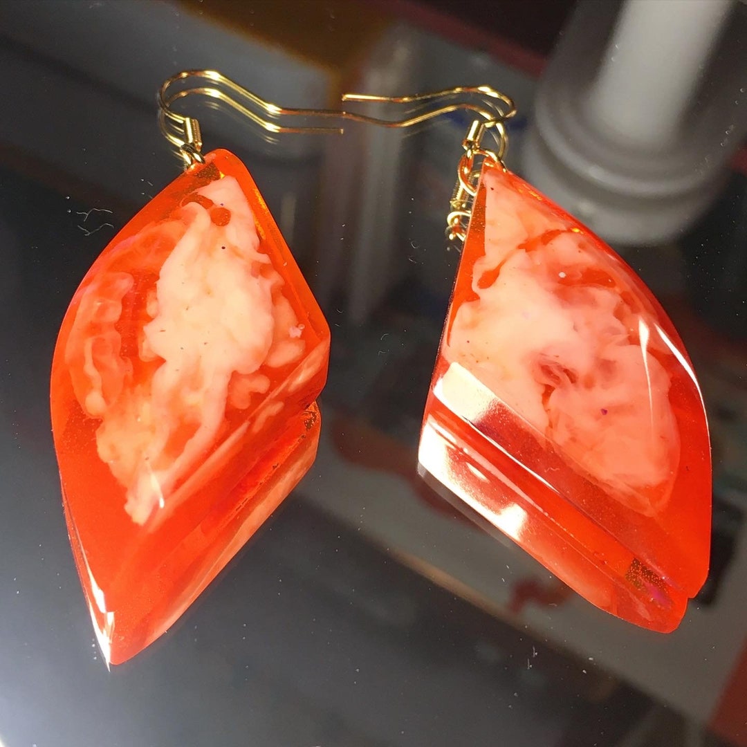 Orange Candy Earrings. Epoxy Resin Earrings. Etsy UK