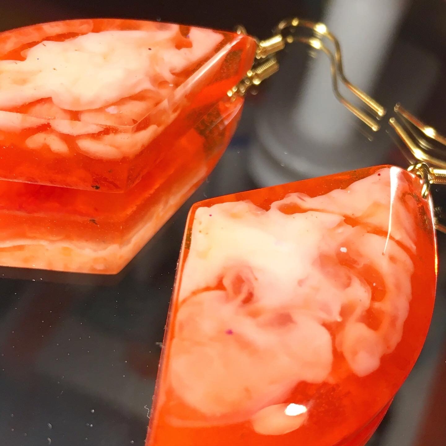 Orange Candy Earrings. Epoxy Resin Earrings. Etsy UK