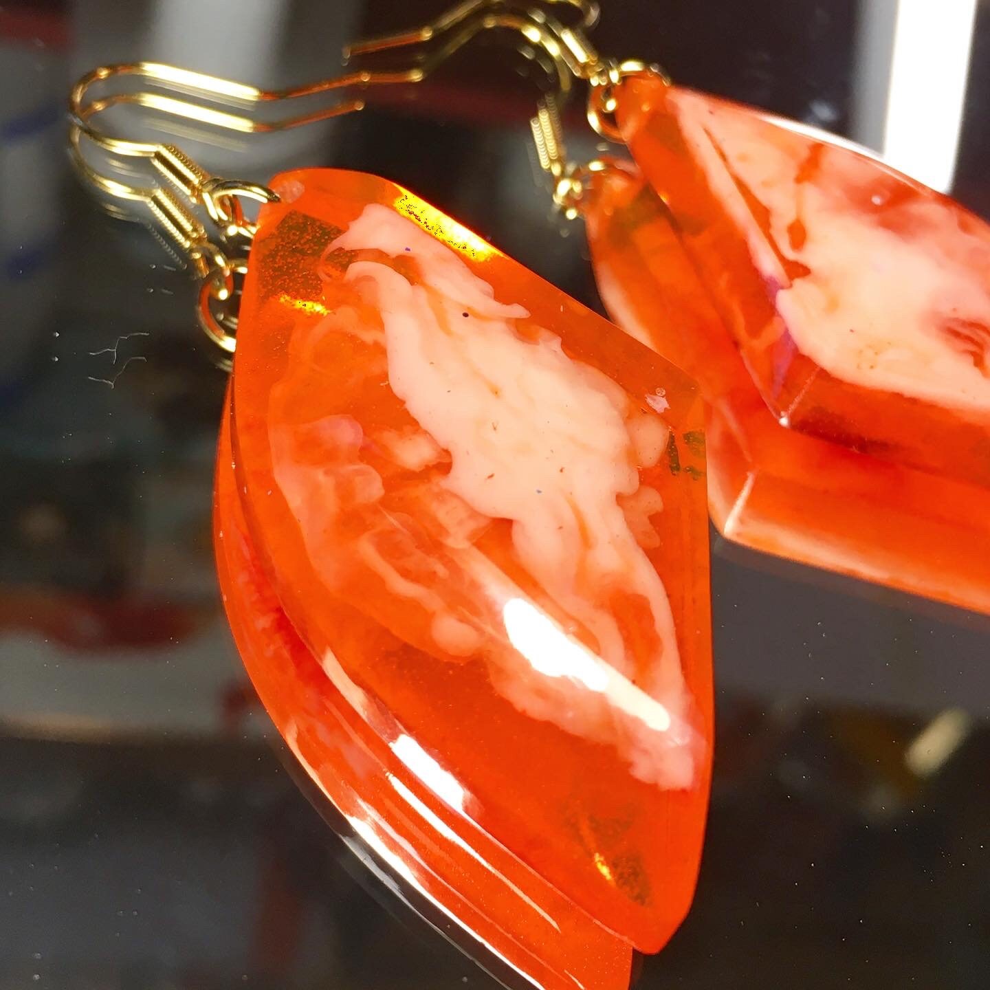 Orange Candy Earrings. Epoxy Resin Earrings. Etsy UK