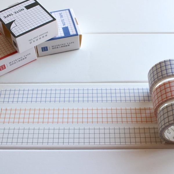 Grid Washi Tape, Planner Tape, Geometric Washi, Lined Paper Washi, graph paper planner tape, washi tape set (PT-122, 123, 124)