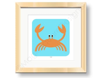 Coastal Turquoise Crab Print - available in three mount sizes 20, 30, 40cm.