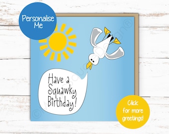 Personalised Seagull Card - For Squawky Birthdays & More!